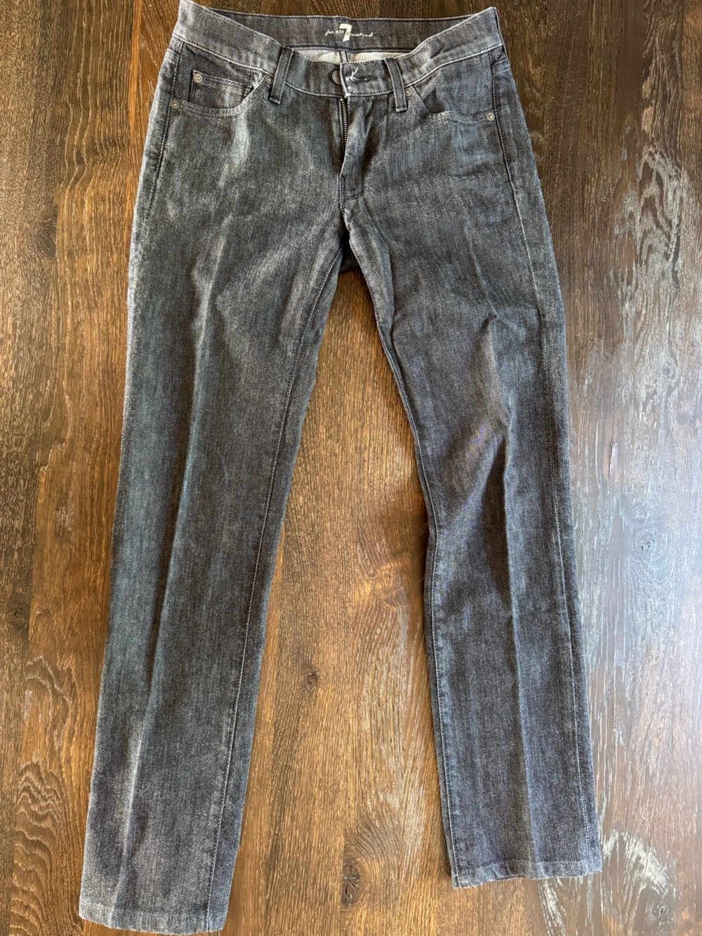 7 For All Mankind Straight Jeans in Charcoal